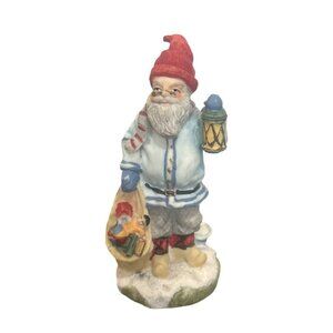 Vintage 1992 Julenisse Scandinavian Santa Figurine With Lantern & Toy Bag